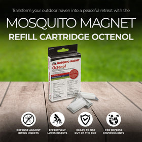 Mosquito Magnet Octenol3 attractant pod label highlights US-made quality for trapping.