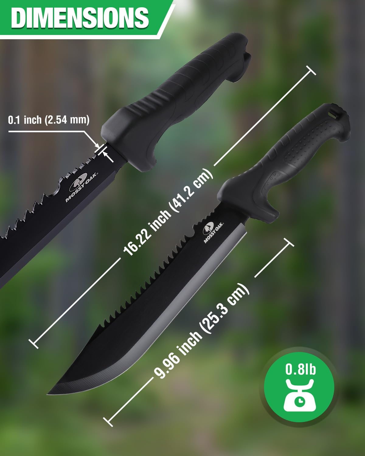 Mossy Oak machete sawback for hardwood and branch work