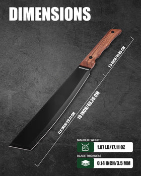 Mossy Oak machete with Oxford sheath ready for safe outdoor transport.