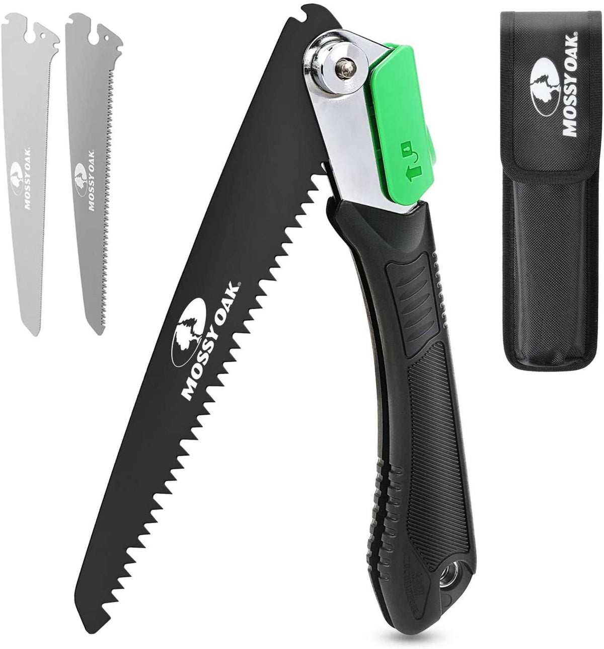 Mossy Oak 3-in-1 folding saw blade-change in action for quick field swaps.