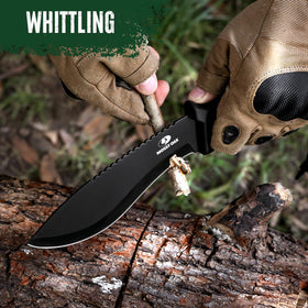 Mossy Oak machete in forest clearing scenario.