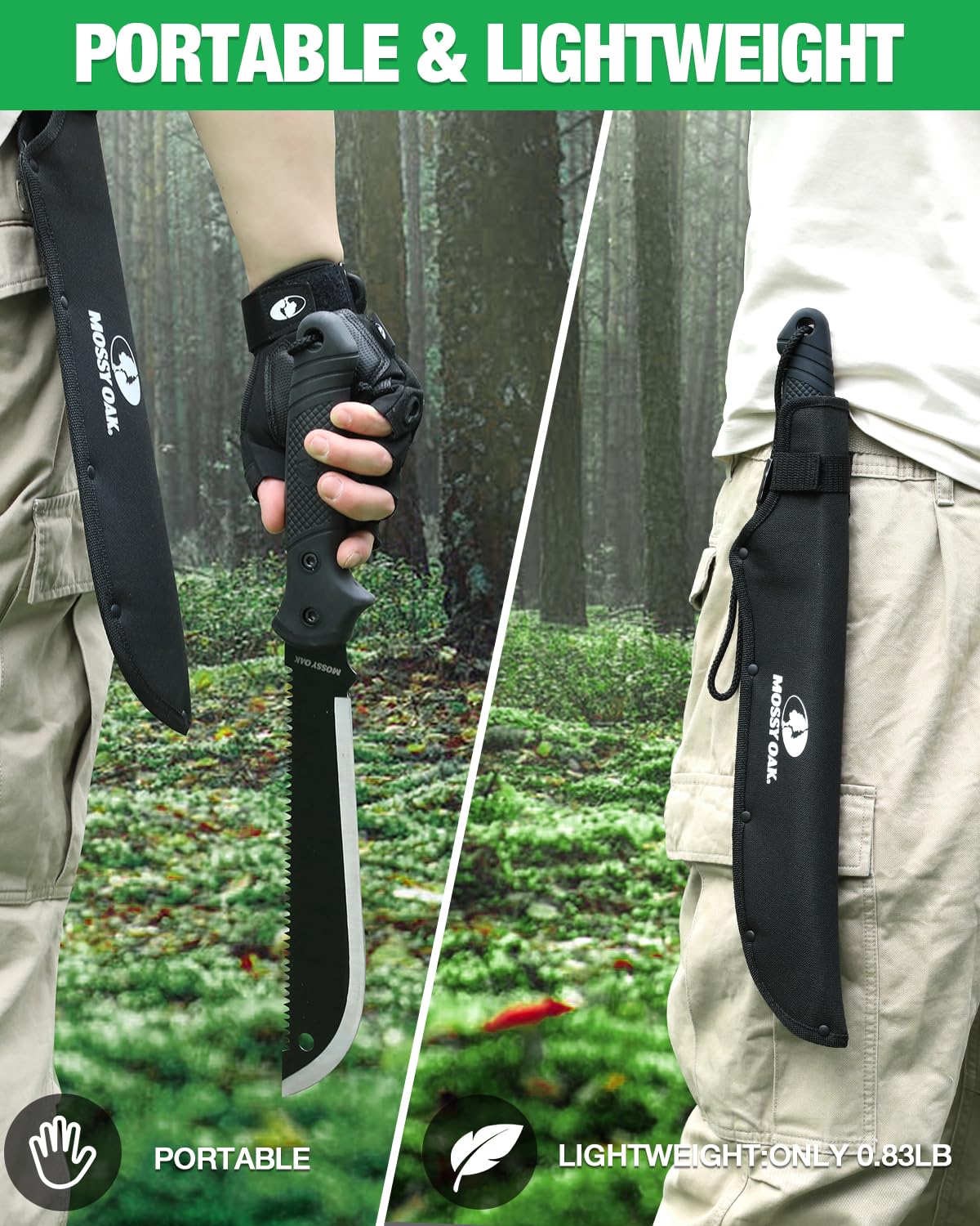 Mossy Oak machete lightweight design for easy carry