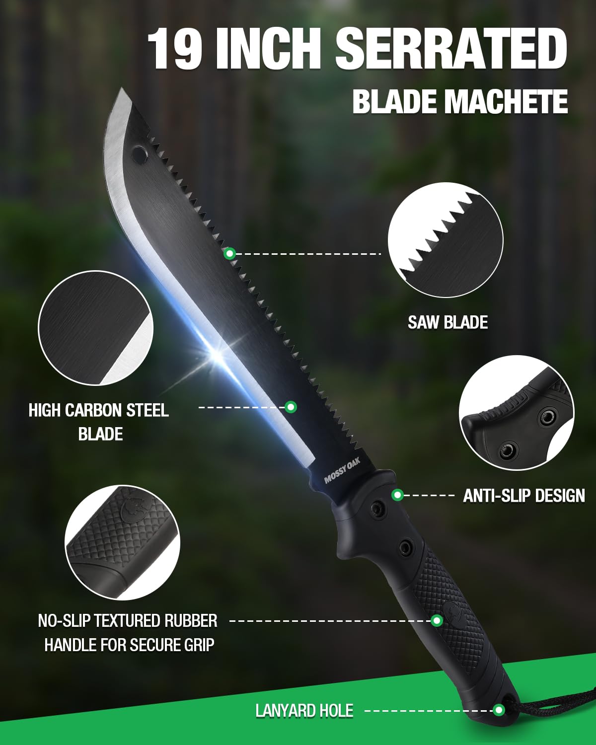 Mossy Oak machete sheath in Oxford fabric keeps blade secure during transport