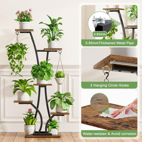 Mostwogo corner plant holder black example with multiple pots