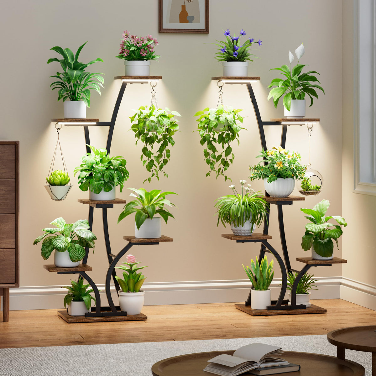 Mostwogo grow light with timer and brightness controls in use