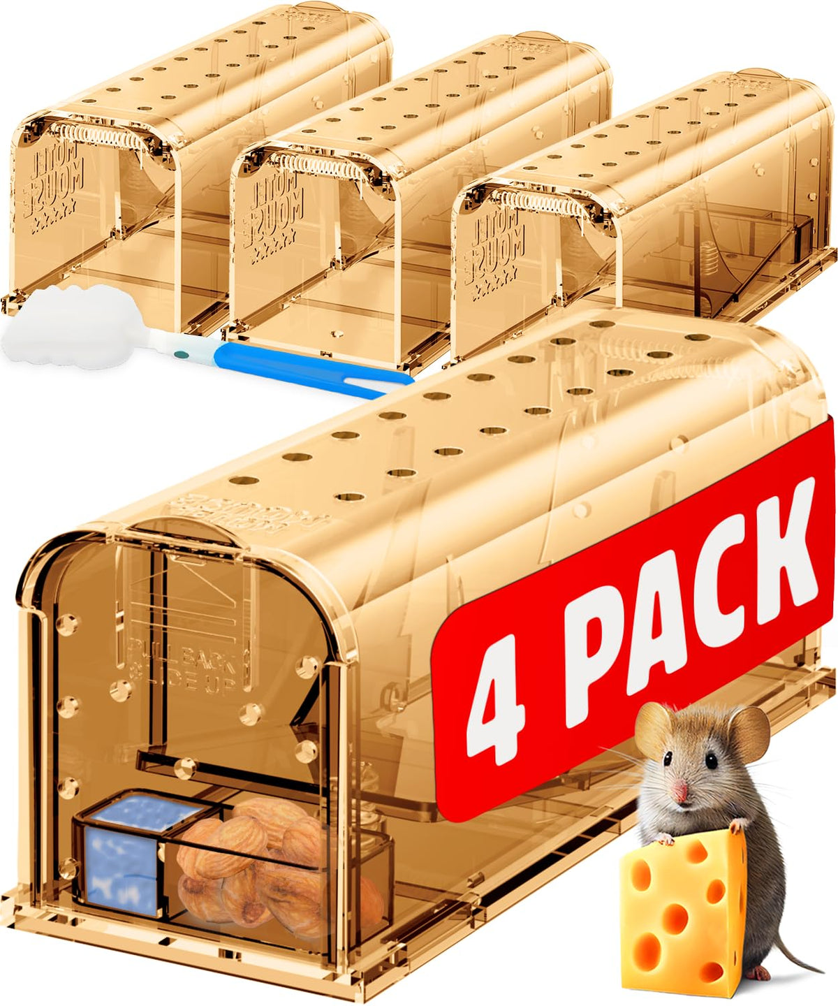 Motel Mouse humane trap front view demonstrates spacious interior for humane capture