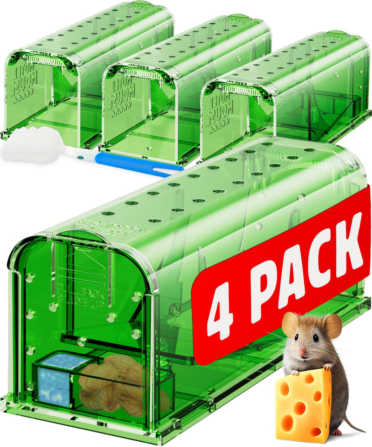 Motel Mouse humane traps four-pack for easy no-kill live capture around the home.