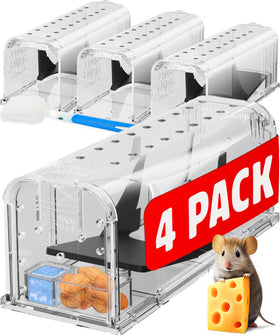 Motel Mouse live trap front view showing humane catch and release in action.