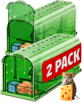 Motel Mouse two-pack live-catch traps ready for humane capture.