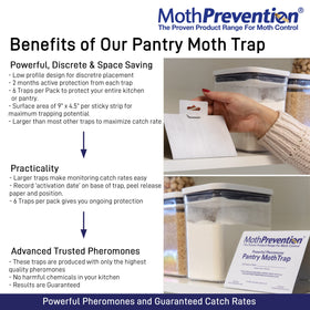 MothPrevention pheromone dispersal attracts pantry moths for quick capture.