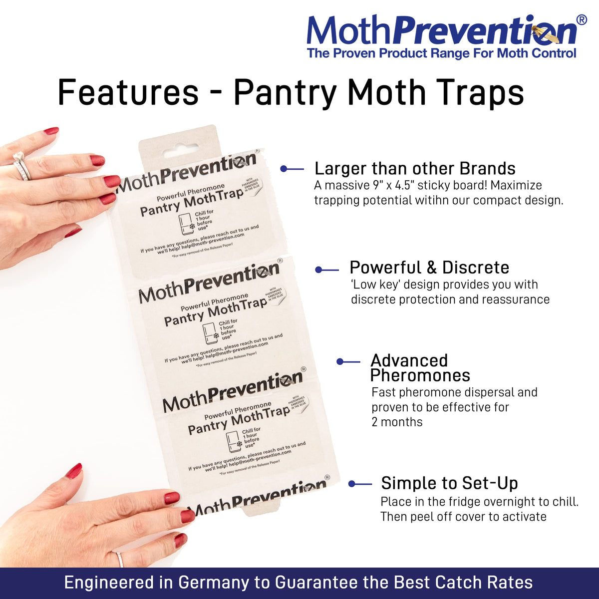 MothPrevention refill pack maintains ongoing protection against moths.