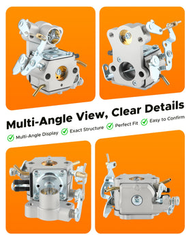 MOTOALL carburetor includes fuel lines, primer bulb, and spark plug for quick setup.