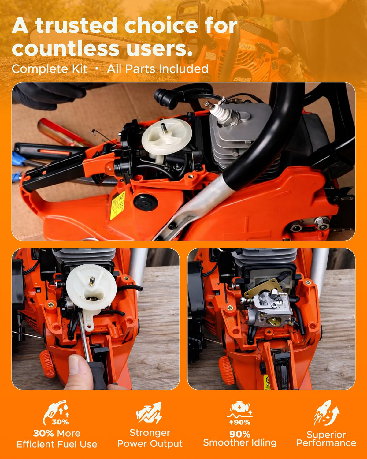 MOTOALL Echo CS-370 carburetor installation for reliable starting.