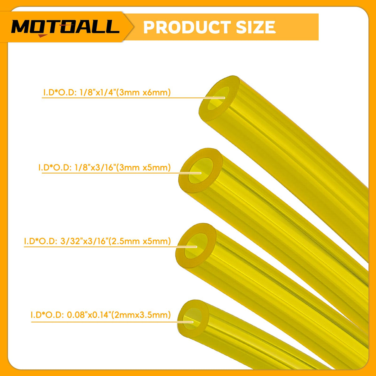 MOTOALL fuel line hose 1/8 x 3/16 in fits multiple brands