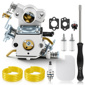 MOTOALL PP4218A carburetor side view for Poulan Pro compatibility and easy replacement.
