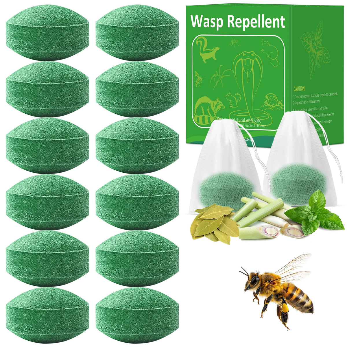 Motrapso 12-pack wasp and bee repellent mesh bag setup deters pests around outdoor seating.