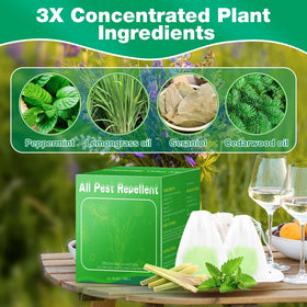 Motrapso garden-orchard protection scene with repellents around plants
