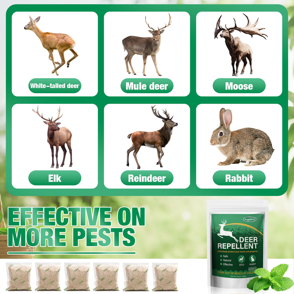 Motrapso natural ingredients in a mesh bag deter deer naturally