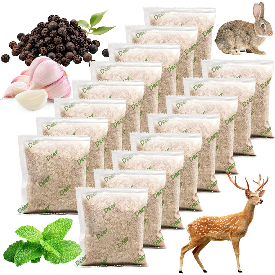 Motrapso peppermint deer repellent pouch hanging on a tree deters deer visits