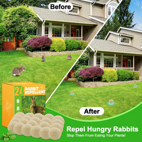 Motrapso rabbit repellent mesh bag ready for hanging to protect plants.