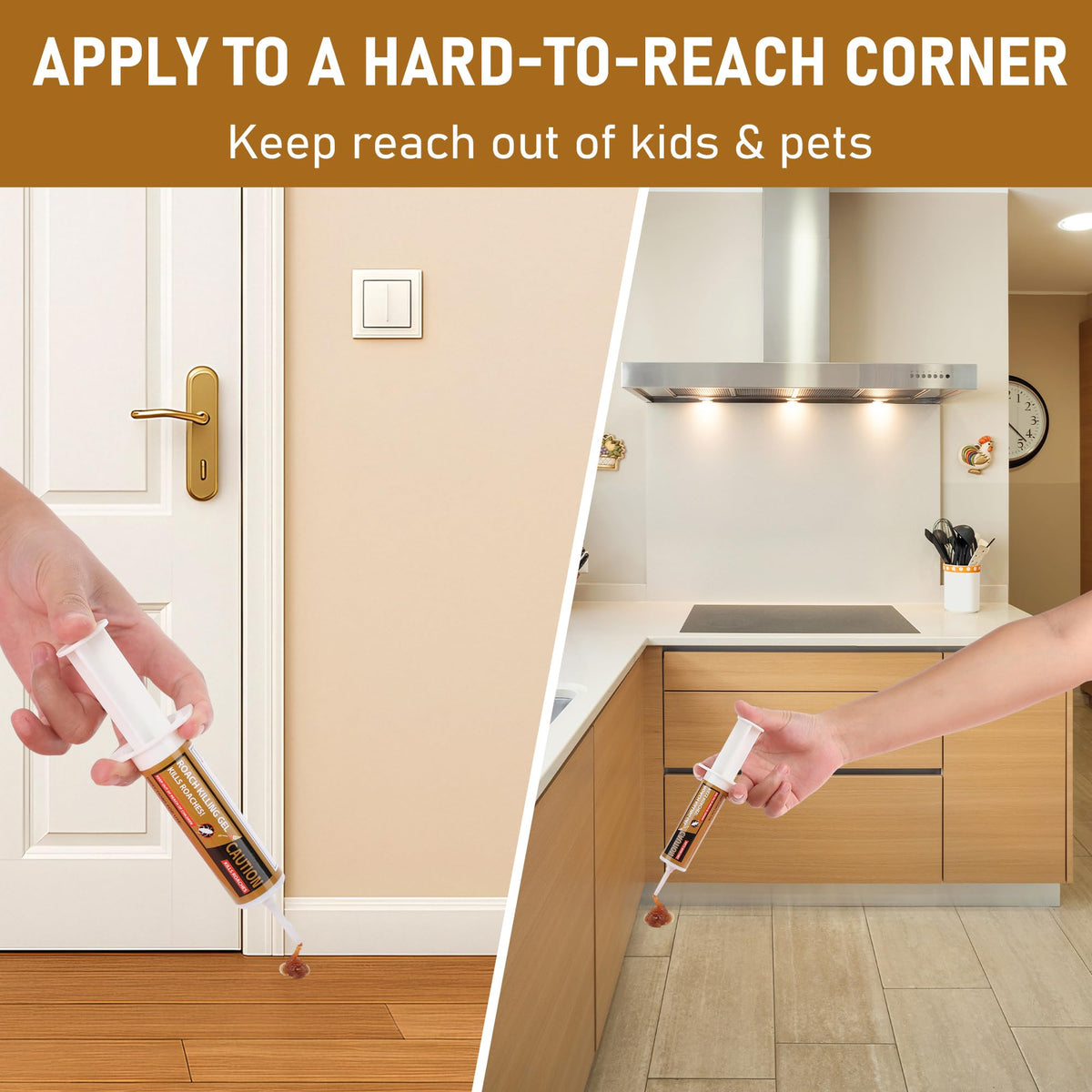 Motrapso roach gel behind appliance, discreet placement for ongoing protection.