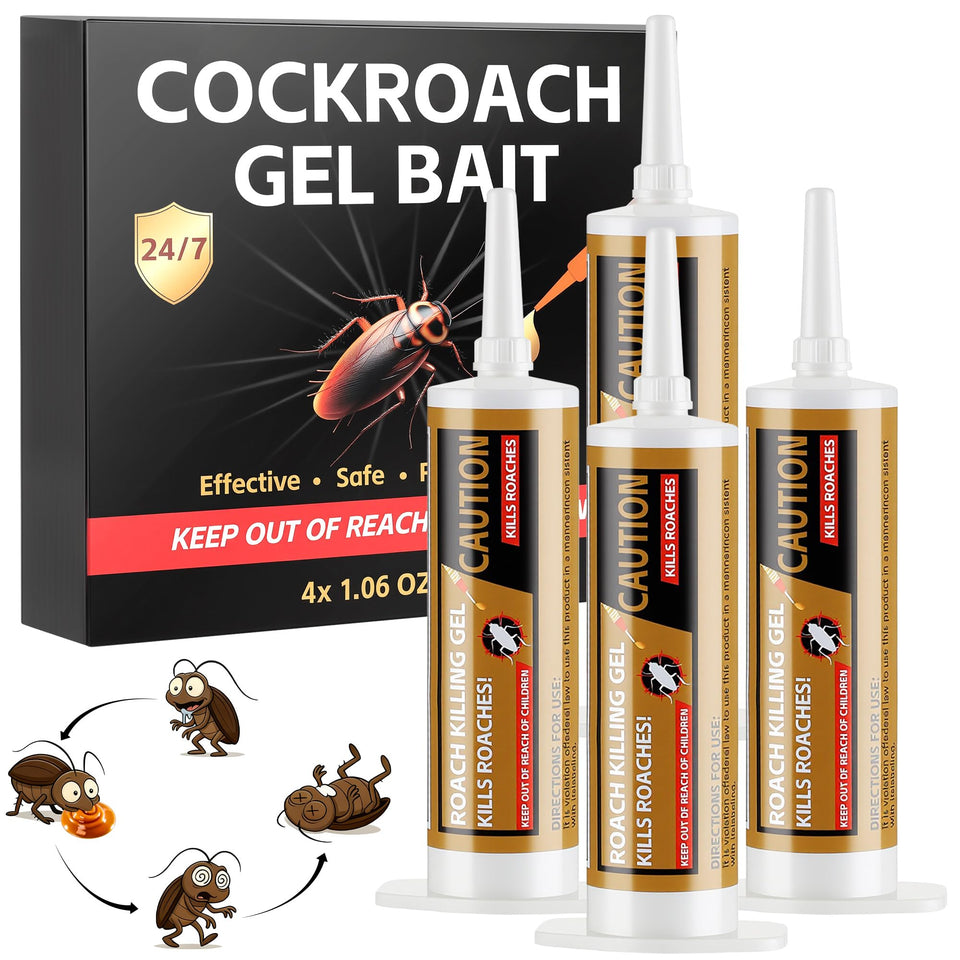 Motrapso roach gel 30g packaging shown, convenient 4-pack for home use.