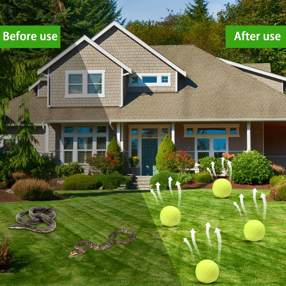 Motrapso ball for patio areas helps maintain a snake-free outdoor space.