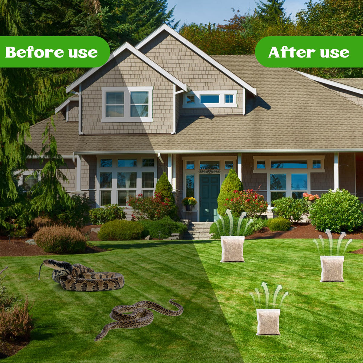Motrapso snake repellent pouch indoor keeps patios pet-friendly and snake-free.