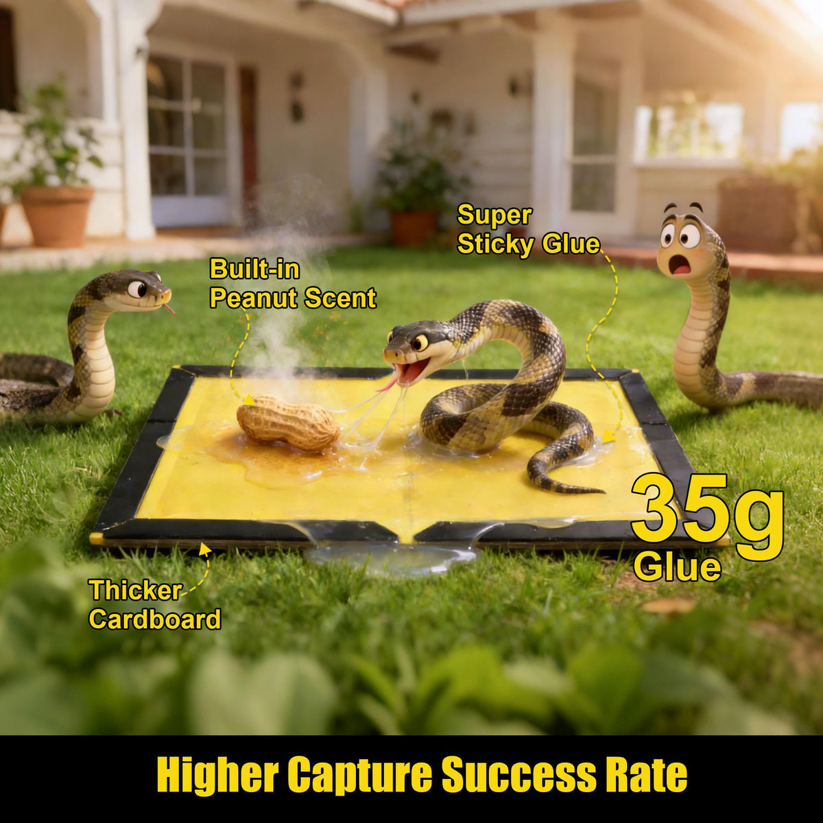 Motrapso sticky snake trap close-up highlights strong adhesive and wide capture area.