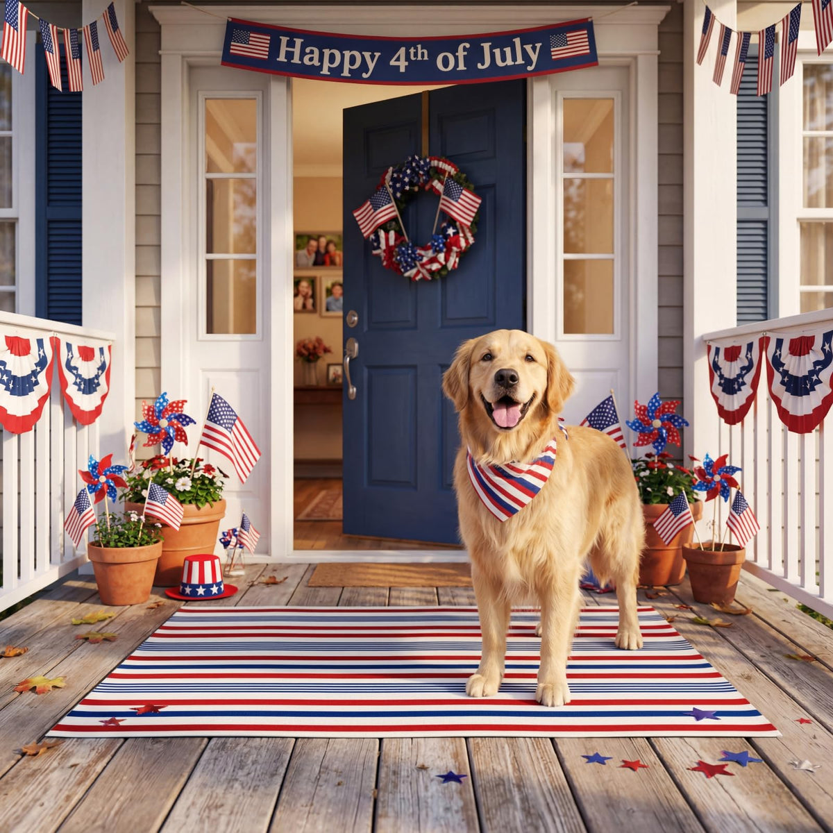 Moucuny 4th of July gift rug; thoughtful present for housewarmings.