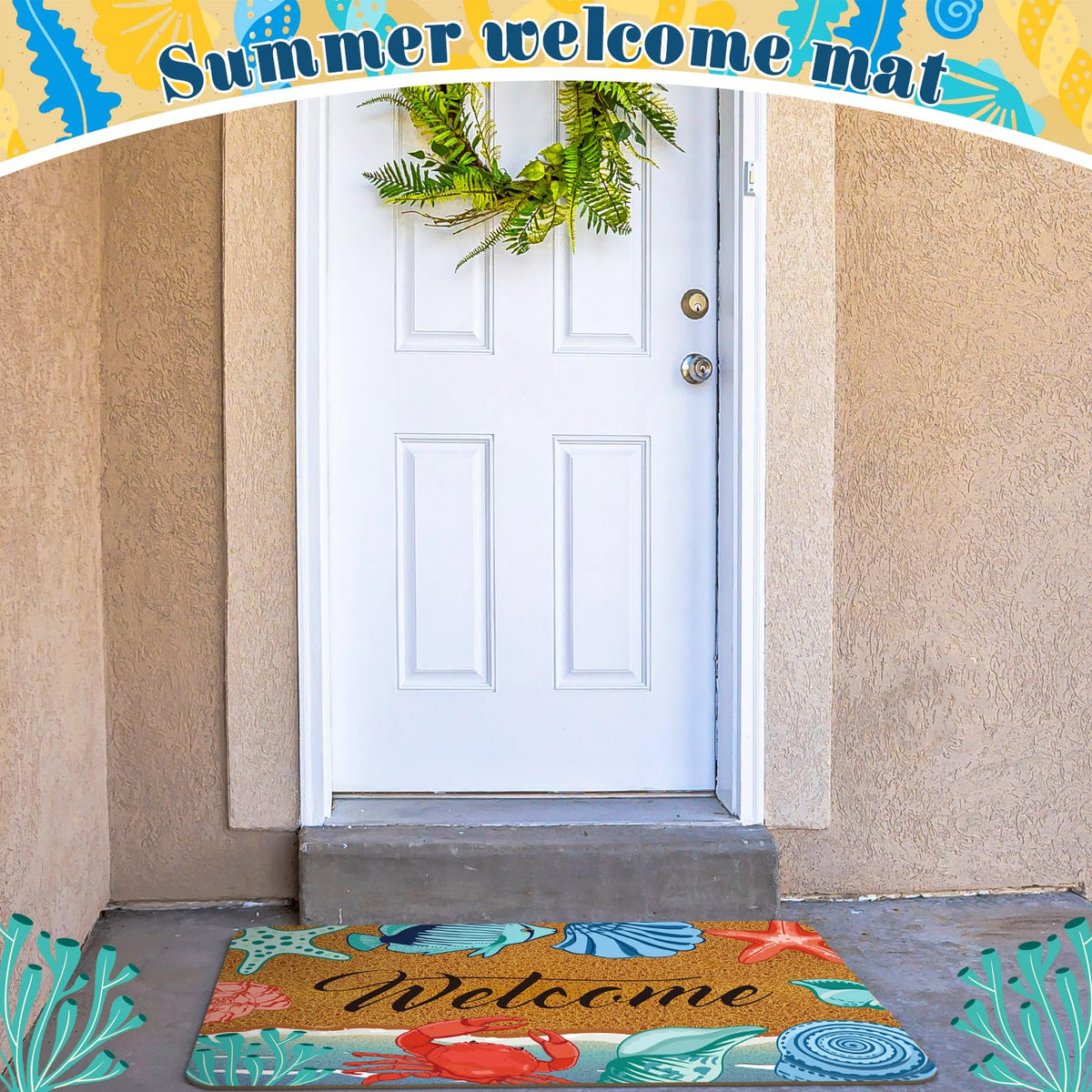 Moucuny coir door mat Indoor-outdoor versatile design suitable for front doors and patios.