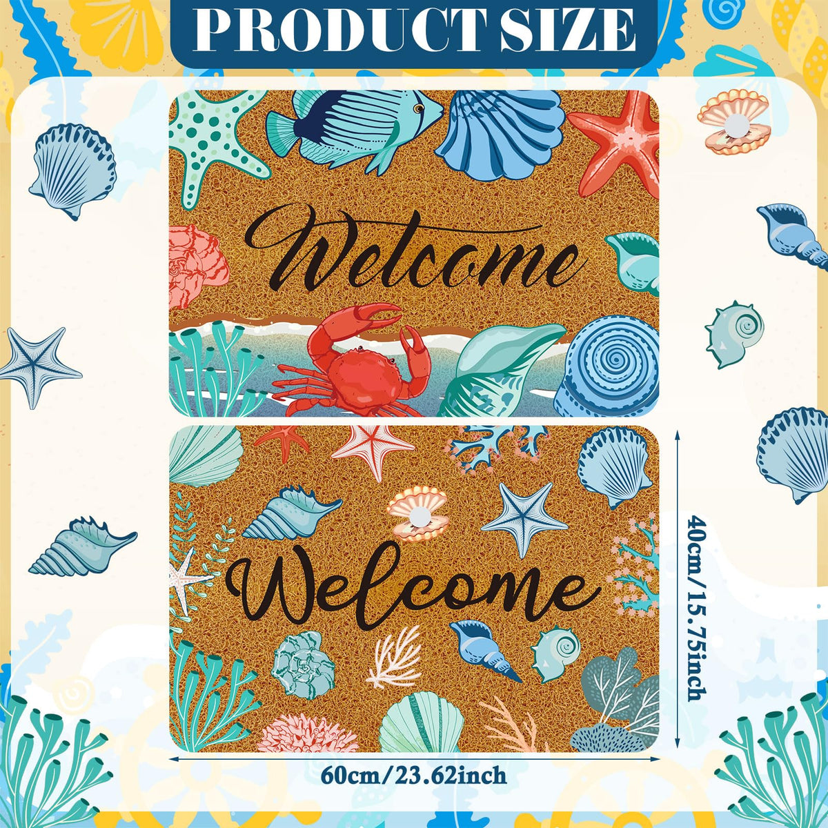 Moucuny coir door mat Sunshine waves pattern adds bright curb appeal and helps wipe shoes.