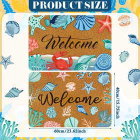 Moucuny coir door mat Sunshine waves pattern adds bright curb appeal and helps wipe shoes.