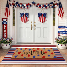 Moucuny machine-washable stripe rug simplifies cleanup after outdoor gatherings.