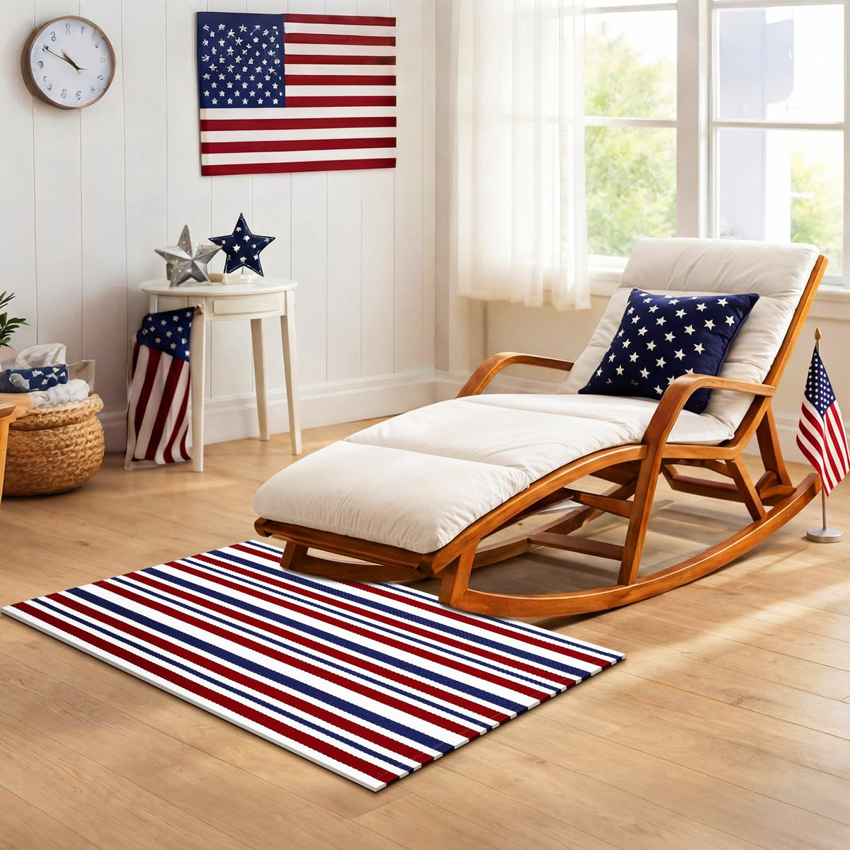 Moucuny machine-washable striped rug offers easy cleaning and longevity
