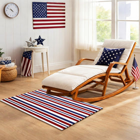 Moucuny machine-washable striped rug offers easy cleaning and longevity