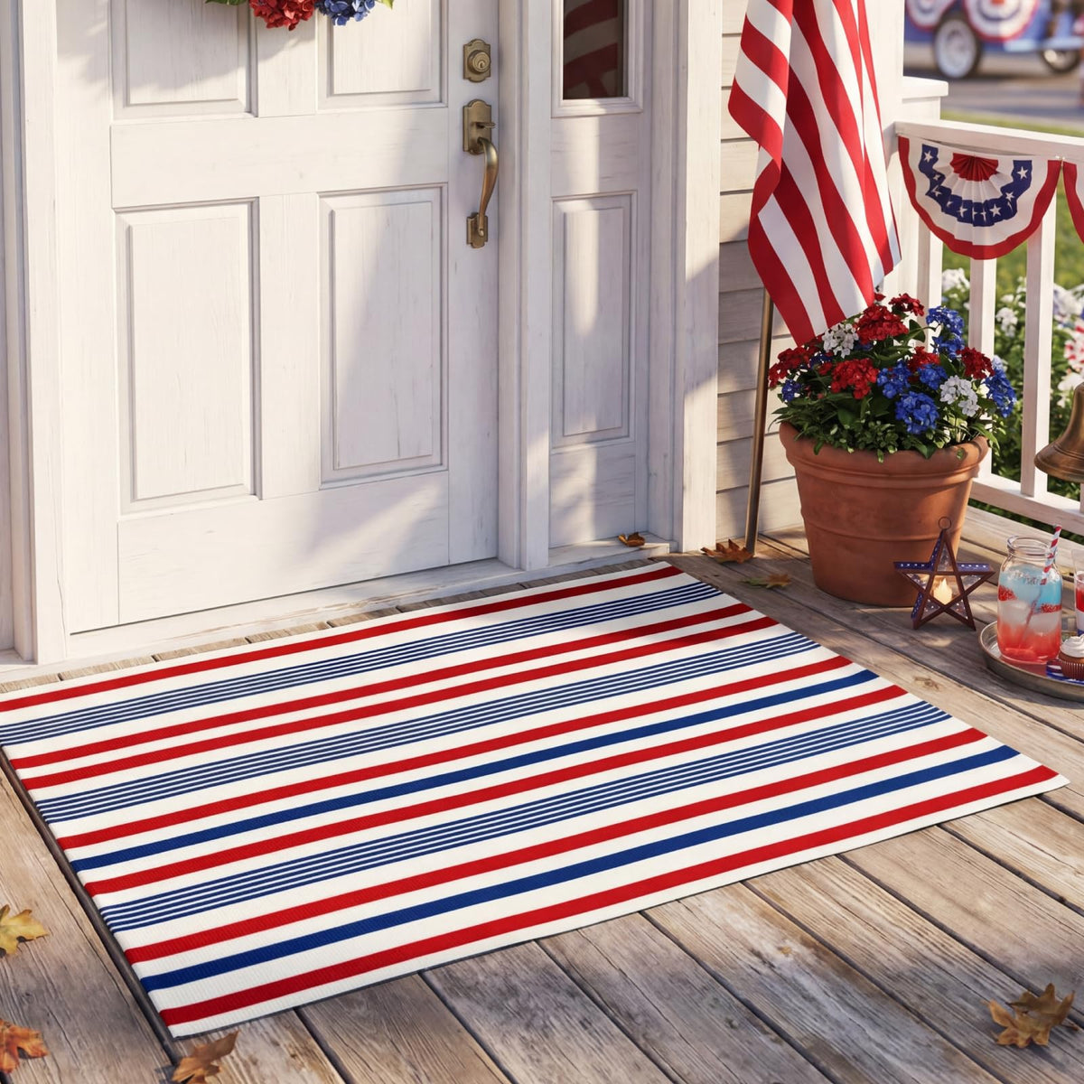 Moucuny outdoor indoor rug; versatile design for porches, kitchens, balconies.