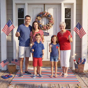Moucuny patriotic patio entryway doormat; cotton woven adds festive curb appeal.