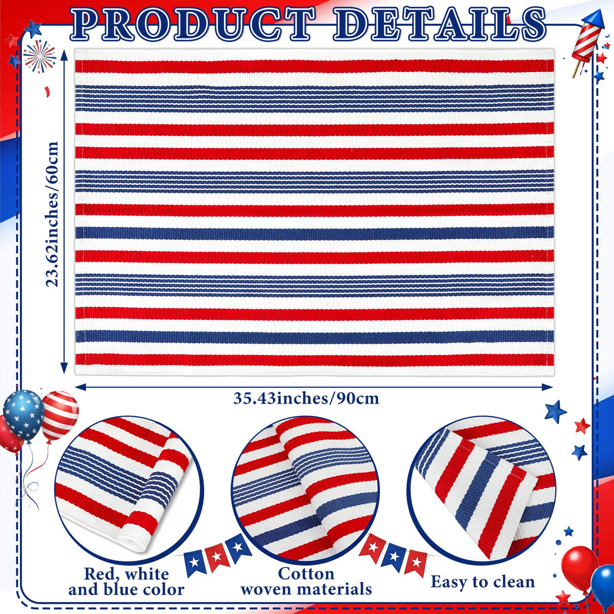 Moucuny welcoming mat for Independence Day; vibrant motif enhances outdoor spaces.
