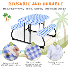 Moukeren waterproof vinyl table cover ready to resist spills outdoors
