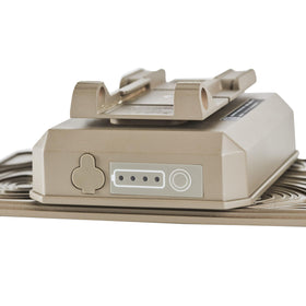 Moultrie Solar Power Pack Gen 2 built-in 3350 mAh battery stores energy.