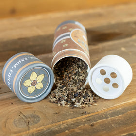 Mountain Valley Seed Save the Bees shaker label highlights 19 varieties for pollinators.