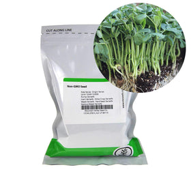 Mountain Valley speckled pea sprouts in tray for fast harvest.