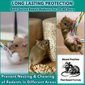 Mouse Repellent Pouches attic spot shows scent-based deterrence in hard-to-reach areas.