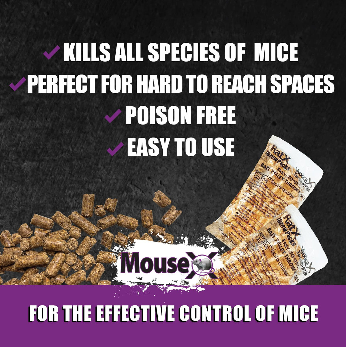 MouseX patented EPA minimum-risk solution designed for safer rodent control.