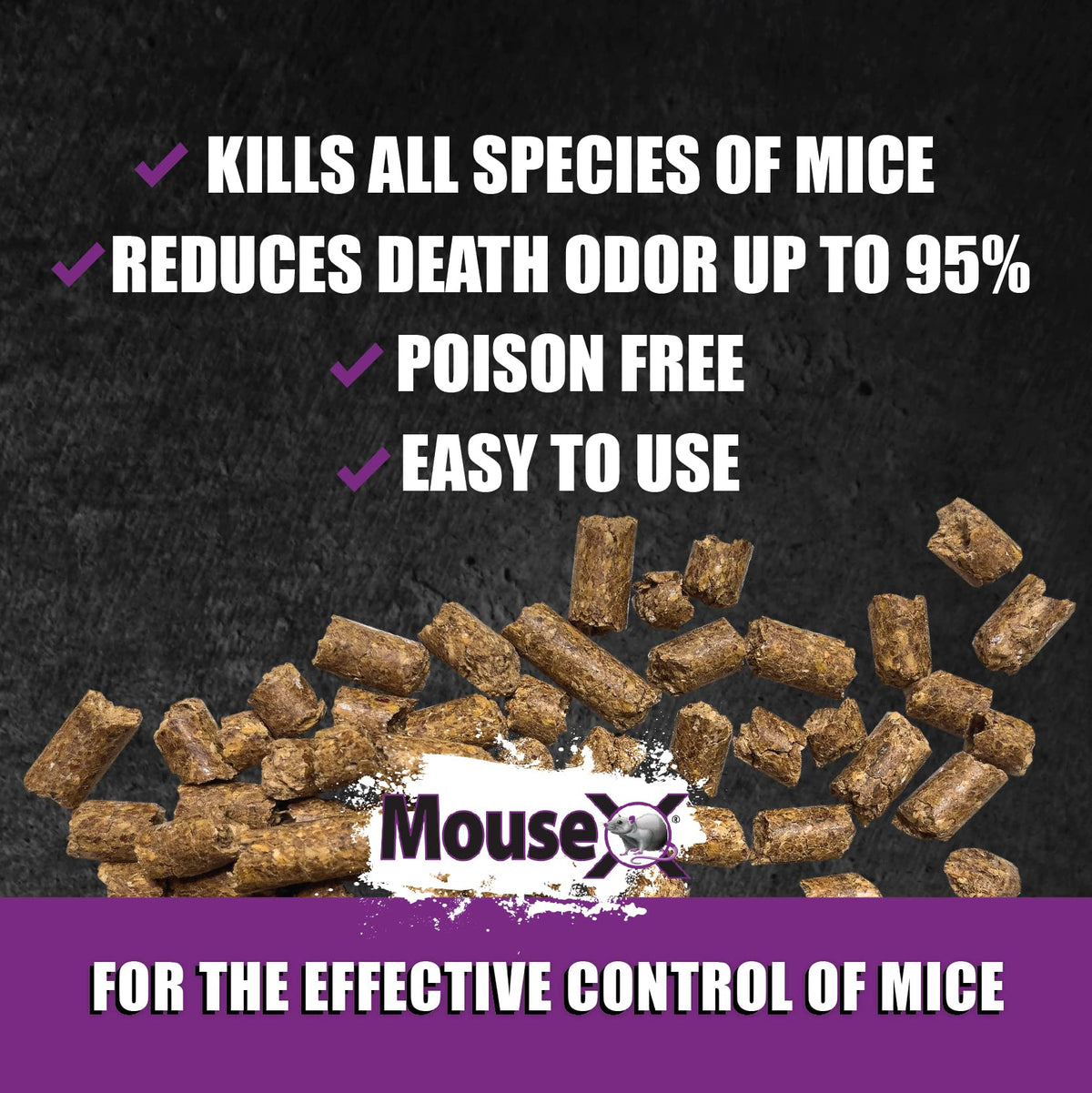 MouseX outdoor use pellets ready for exterior areas.
