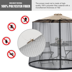 Durable black Moutosne netting shown with outdoor furniture for cohesive look.