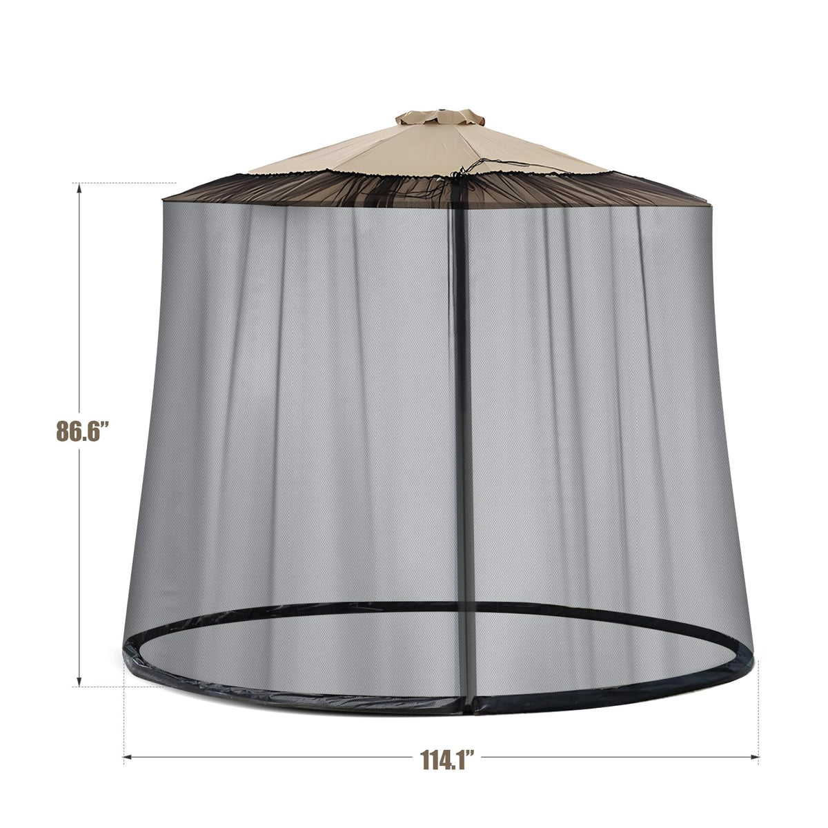Moutosne umbrella net zipper design enables smooth indoor-outdoor transitions.