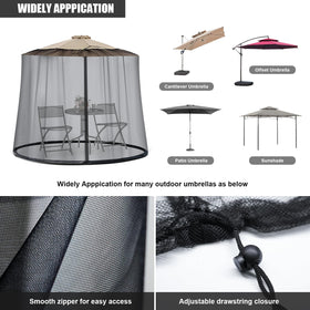 Moutosne patio mosquito net with zipper, easy entry during outdoor dining.