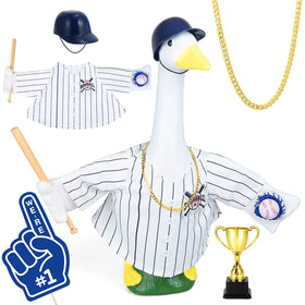 MOVINPE baseball goose with pinstripe uniform for porch decor, adding classic stadium flair.